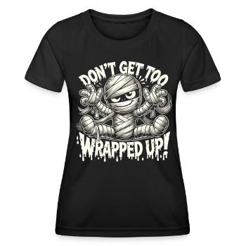Eingewickelte Mumie Halloween Shirt - Frauen Funktions-T-Shirt - Schwarz - Vorne - AI Model Female 172 light (172cm)