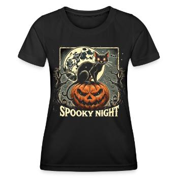 Halloween - „Gespenstische Kürbisnacht" - Frauen Funktions-T-Shirt - Schwarz - Vorne - AI Model Female 172 light (172cm)