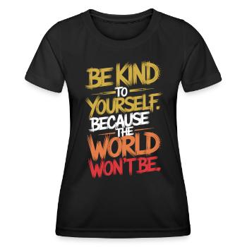 Motivational shirt: Think of yourself - Women's Functional T-Shirt - black - Front - AI Model Female 172 light (172cm)