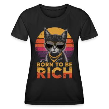 Wealth cat with sunglasses - Women's Functional T-Shirt - black - Front - AI Model Female 172 light (172cm)