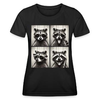 Photomaton raton laveur avec lunettes de soleil - T-shirt sport Femme - noir - Devant - AI Model Female 172 light (172cm)