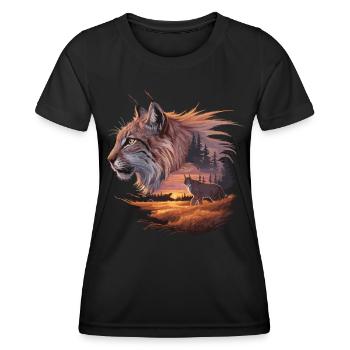 Luchs im Abendrot – Faszinierende Wildtierkunst - Frauen Funktions-T-Shirt - Schwarz - Vorne - AI Model Female 172 light (172cm)