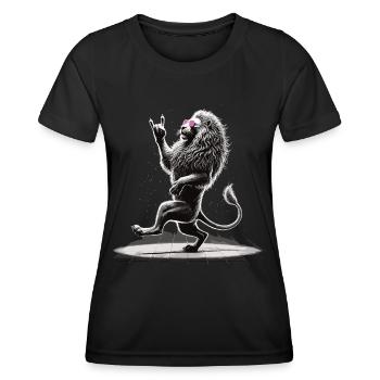 Lion à bascule – sauvage et libre - T-shirt sport Femme - noir - Devant - AI Model Female 172 light (172cm)