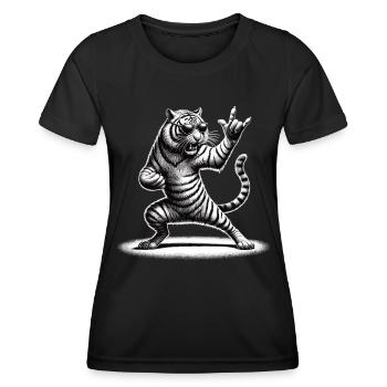 Tigre à bascule – sauvage et libre - T-shirt sport Femme - noir - Devant - AI Model Female 172 light (172cm)