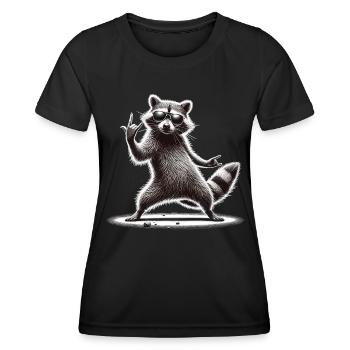 Rock-Waschbär – Metal und Coolness - Frauen Funktions-T-Shirt - Schwarz - Vorne - AI Model Female 172 light (172cm)
