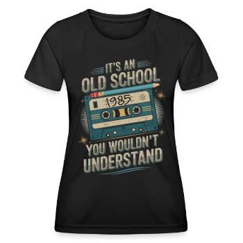 Retro Kassette 1985 Musikdesign für Oldschool Fans - Frauen Funktions-T-Shirt - Schwarz - Vorne - AI Model Female 172 light (172cm)