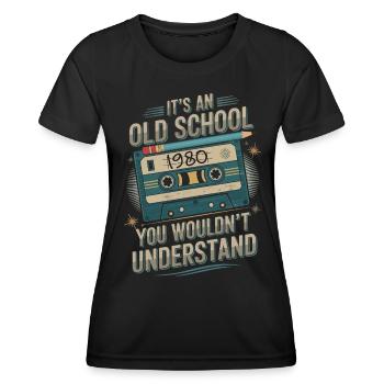 Oldschool 1980 – Un vrai classique - T-shirt sport Femme - noir - Devant - AI Model Female 172 light (172cm)