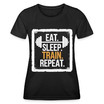 Eat Sleep Train Repeat – Chemise de fitness et de gym - T-shirt sport Femme - noir - Devant - AI Model Female 172 light (172cm)
