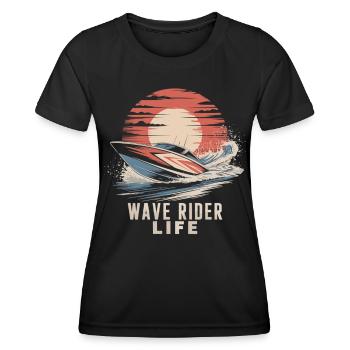 La vie du surfeur de vagues - T-shirt sport Femme - noir - Devant - AI Model Female 172 light (172cm)