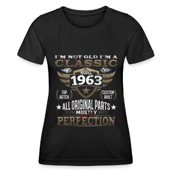 Anniversaire Vintage 1963 - 63 Classic - T-shirt sport Femme - noir - Devant - AI Model Female 172 light (172cm)