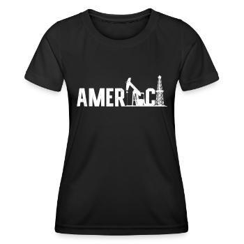 Travailleurs des champs pétrolifères Amérique Plate-forme pétrolière RougheNeck Travailleurs - T-shirt sport Femme - noir - Devant - AI Model Female 172 light (172cm)