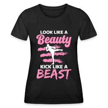 Muay Thai ressemble à un combattant de beauté Boxe thaïlandaise - T-shirt sport Femme - noir - Devant - AI Model Female 172 light (172cm)