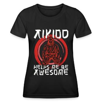 L’Aïkido m’aide à être un samouraï combattant génial - T-shirt sport Femme - noir - Devant - AI Model Female 172 light (172cm)