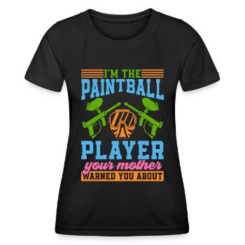 Paintball Je suis le joueur de paintball Splatter Player - T-shirt sport Femme - noir - Devant - AI Model Female 172 light (172cm)