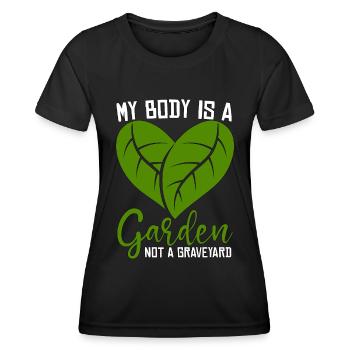 Véganisme Mon corps est un amoureux végétalien de l’alimentation saine - T-shirt sport Femme - noir - Devant - AI Model Female 172 light (172cm)