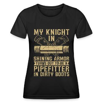 Pipefitter My Knight In Shining Pipes Pipefitters - Frauen Funktions-T-Shirt - Schwarz - Vorne - AI Model Female 172 light (172cm)