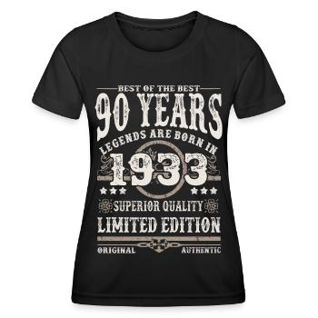 Geboren 1933 - 90 Jahre alt - Frauen Funktions-T-Shirt - Schwarz - Vorne - AI Model Female 172 light (172cm)