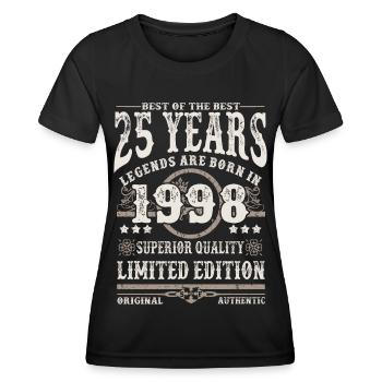 Born in 1998 - 25 years old - Women's Functional T-Shirt - black - Front - AI Model Female 172 light (172cm)