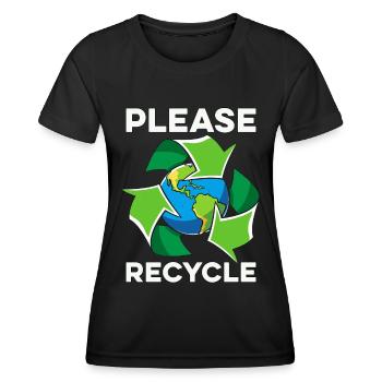 Recycling Please Recycle Reuse Go Green Recycler - Frauen Funktions-T-Shirt - Schwarz - Vorne - AI Model Female 172 light (172cm)