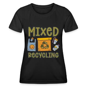 Recycling Mixed Recycling Reuse Go Green Recycler - Women's Functional T-Shirt - black - Front - AI Model Female 172 light (172cm)