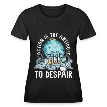 Global Warming Action Is The Antidote Environment - Frauen Funktions-T-Shirt - Schwarz - Vorne - AI Model Female 172 light (172cm)