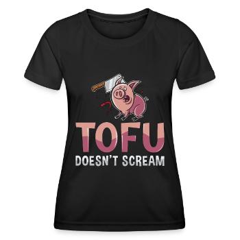 Le tofu véganisme ne crie pas pas d’amateur végétalien de viande - T-shirt sport Femme - noir - Devant - AI Model Female 172 light (172cm)