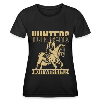 Les chasseurs de saut d’obstacles le font avec un cavalier de saut d’obstacles équin - T-shirt sport Femme - noir - Devant - AI Model Female 172 light (172cm)