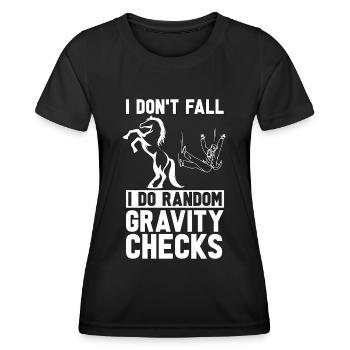 Saut d’obstacles Je ne tombe pas Je fais des chevaux Saut d’obstacles - T-shirt sport Femme - noir - Devant - AI Model Female 172 light (172cm)