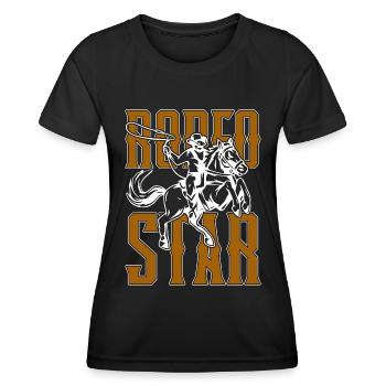 Steer Wrestling Rodeo Star Horses Steer Wrestling - T-shirt sport Femme - noir - Devant - AI Model Female 172 light (172cm)