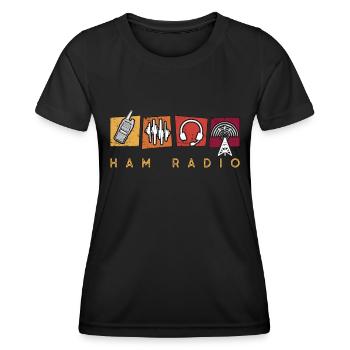 Ham Radio Amateur Radio Operator Channel Frequency - Women's Functional T-Shirt - black - Front - AI Model Female 172 light (172cm)
