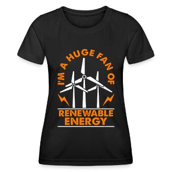 Technologie des éoliennes Je suis un grand fan de l’énergie renouvelable - T-shirt sport Femme - noir - Devant - AI Model Female 172 light (172cm)