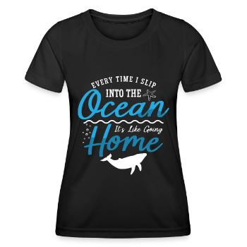 Biologie marine chaque fois que je glisse sous l’eau - T-shirt sport Femme - noir - Devant - AI Model Female 172 light (172cm)