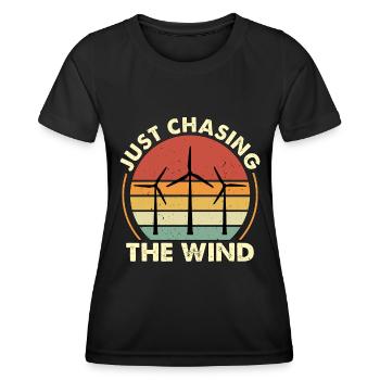Wind Turbine Tech Just Chasing The Wind Technician - Frauen Funktions-T-Shirt - Schwarz - Vorne - AI Model Female 172 light (172cm)