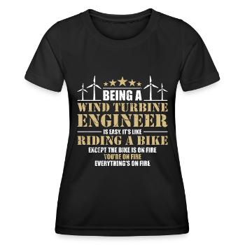 Wind Turbine Tech Être un technicien d’éolienne - T-shirt sport Femme - noir - Devant - AI Model Female 172 light (172cm)