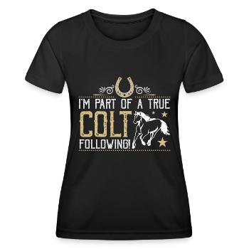 Courses de chevaux Je fais partie d’un vrai cavalier animaux - T-shirt sport Femme - noir - Devant - AI Model Female 172 light (172cm)
