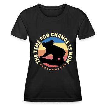 Global Warming The Time For Change Retro Activism - Frauen Funktions-T-Shirt - Schwarz - Vorne - AI Model Female 172 light (172cm)