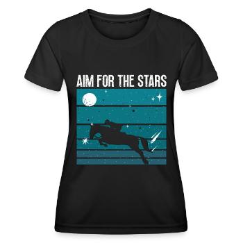 Saut d’obstacles Visez pour les étoiles Chevaux Saut d’obstacles - T-shirt sport Femme - noir - Devant - AI Model Female 172 light (172cm)