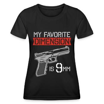 Armurier Mon Fixateur d’armes à feu Dimension préféré Armuriers - T-shirt sport Femme - noir - Devant - AI Model Female 172 light (172cm)