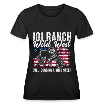 Steer Wrestling 101 Ranch Wild West Barrel Racing - T-shirt sport Femme - noir - Devant - AI Model Female 172 light (172cm)