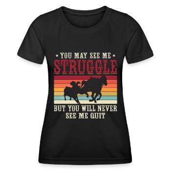 Steer Wrestling You May See Me Retro Team Roping - T-shirt sport Femme - noir - Devant - AI Model Female 172 light (172cm)