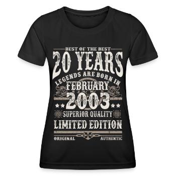 Né en février 2003 - 20 ans - T-shirt sport Femme - noir - Devant - AI Model Female 172 light (172cm)