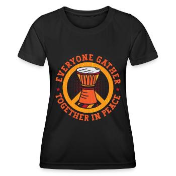 Djembe Everyone Gather Together Musical Instrument - Frauen Funktions-T-Shirt - Schwarz - Vorne - AI Model Female 172 light (172cm)