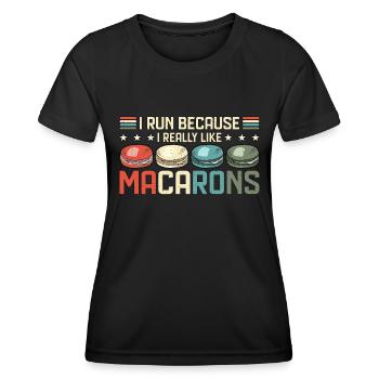 Macaron que je cours parce que j’aime vraiment cuisiner des bonbons - T-shirt sport Femme - noir - Devant - AI Model Female 172 light (172cm)