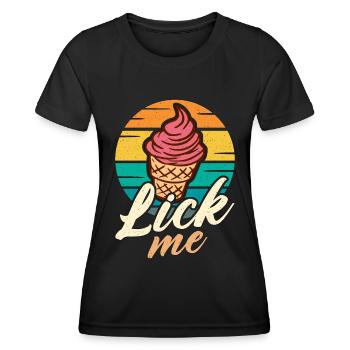 Ice Cream Lick Me Retro Soft Serve Ice Cream Lover - Women's Functional T-Shirt - black - Front - AI Model Female 172 light (172cm)