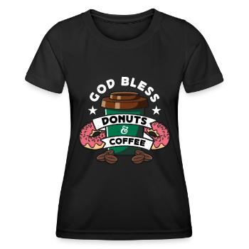 Café et beignets Que Dieu bénisse les beignets et les petits déjeuners - T-shirt sport Femme - noir - Devant - AI Model Female 172 light (172cm)