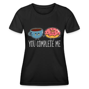 Café et beignets You Complete Me Coffee Bean - T-shirt sport Femme - noir - Devant - AI Model Female 172 light (172cm)