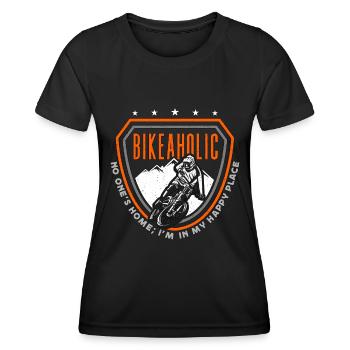 Bicycle Bikeaholic No One's Home Road Bike Cyclist - Frauen Funktions-T-Shirt - Schwarz - Vorne - AI Model Female 172 light (172cm)