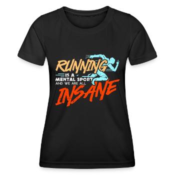 Running Is A Mental Sport Race XC Country Running - Frauen Funktions-T-Shirt - Schwarz - Vorne - AI Model Female 172 light (172cm)