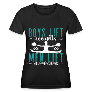 Cheerleading Boys Lift Weights Men Lift Cheering - Frauen Funktions-T-Shirt - Schwarz - Vorne - AI Model Female 172 light (172cm)