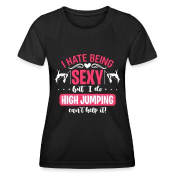 Saut en hauteur Je déteste être sexy mais j’adore courir - T-shirt sport Femme - noir - Devant - AI Model Female 172 light (172cm)